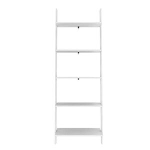 Manhattan Comfort Cooper Modern Home Office 5-Shelf Floating Ladder Bookcase, White