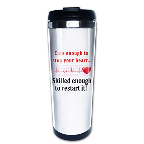 Cute Enough To Stop Your Heart Skilled Enough To Restart It , Funny Nurse Doctor Mug Travel Mug Tumbler With Lids Coffee Cup Stainless Steel Water Bottle 15 Oz