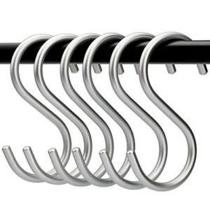 xinjue 6pcs closet hooks silver aluminum s-hook/universal hook for bedroom/corridor/kitchen/bathroom/office/workshop/swimming pool/indoor/outdoor flower basket, etc.