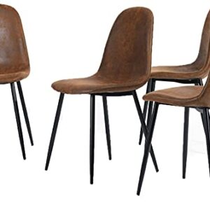 CozyCasa Dining Chairs Set of 4 Modern Style Mid Century Chair for Kitchen Dining Room Accent Chair in Dark Brown, Black Leg 16.9 in x 18.1 in x 33.9 in