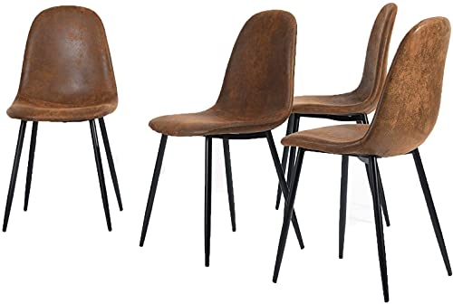 CozyCasa Dining Chairs Set of 4 Modern Style Mid Century Chair for Kitchen Dining Room Accent Chair in Dark Brown, Black Leg 16.9 in x 18.1 in x 33.9 in