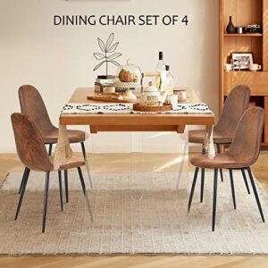 CozyCasa Dining Chairs Set of 4 Modern Style Mid Century Chair for Kitchen Dining Room Accent Chair in Dark Brown, Black Leg 16.9 in x 18.1 in x 33.9 in