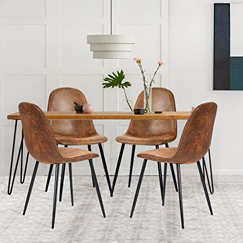 CozyCasa Dining Chairs Set of 4 Modern Style Mid Century Chair for Kitchen Dining Room Accent Chair in Dark Brown, Black Leg 16.9 in x 18.1 in x 33.9 in