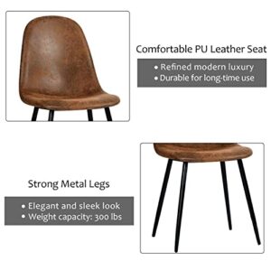 CozyCasa Dining Chairs Set of 4 Modern Style Mid Century Chair for Kitchen Dining Room Accent Chair in Dark Brown, Black Leg 16.9 in x 18.1 in x 33.9 in