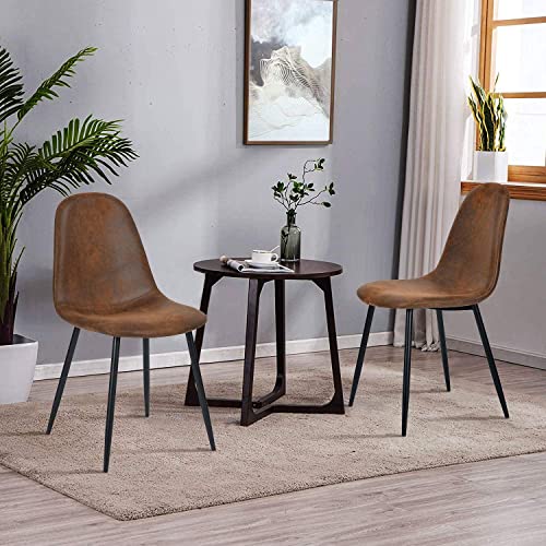 CozyCasa Dining Chairs Set of 4 Modern Style Mid Century Chair for Kitchen Dining Room Accent Chair in Dark Brown, Black Leg 16.9 in x 18.1 in x 33.9 in