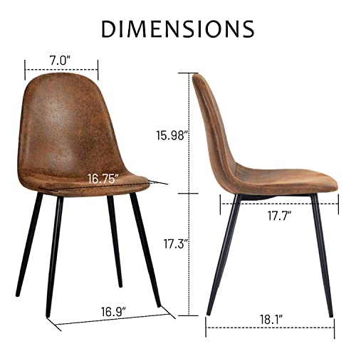 CozyCasa Dining Chairs Set of 4 Modern Style Mid Century Chair for Kitchen Dining Room Accent Chair in Dark Brown, Black Leg 16.9 in x 18.1 in x 33.9 in