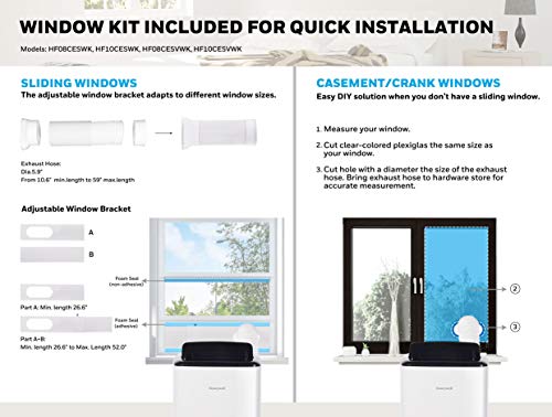 Honeywell Compact Portable Air Conditioner w/Dehumidifier & Fan Cools Rooms Up to 350 Sq.Ft. w/Drain Pan & Insulation Tape (HF08CESWK)