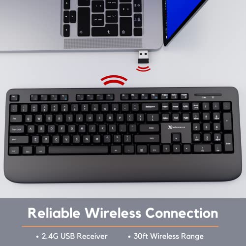 X9 Performance Ergonomic Wireless Keyboard with Wrist Rest - Comfort Meets Productivity - USB Computer Keyboard Wireless with 104 Quiet Keys and 2 Tone Finish - PC Desktop and External Laptop Keyboard
