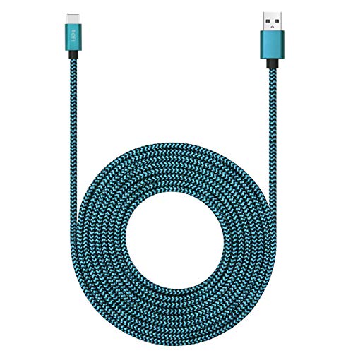 USB Type C Cable 15ft with 3A Fast Charging, Ultra Long and Extremely Durable Nylon Braided USB C Charger Cord for Galaxy S10/S9/S8/Google Pixel/LG/OnePlus/Moto and More (Blue)