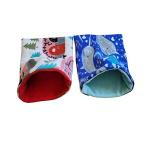 fleece cage liner | multiple prints & sizes | midwest | c&c | guinea pig fleece | hedgehog fleece | reversible | machine washable ((2 pack) 10"x10" snuggle sacks, mystery pack)