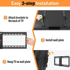 ELIVED TV Wall Mount for Most 37-75 Inch TVs, Holds up to 120 lbs, Universal Low Profile Adjustable Tilt TV Mount Fits 8"-24" Studs, Max VESA 600x400mm, Flat Wall Mount Bracket.