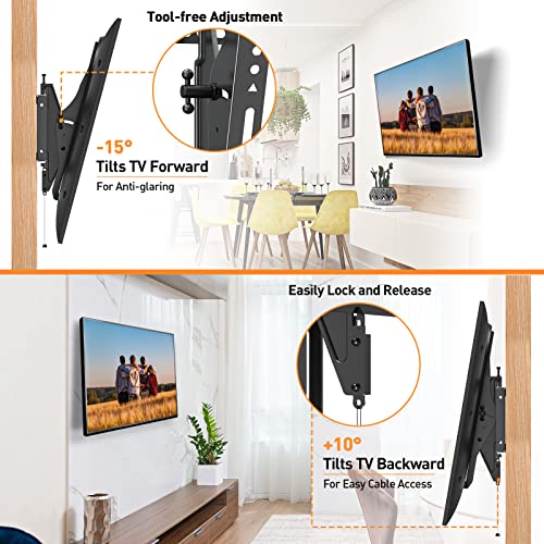 ELIVED TV Wall Mount for Most 37-75 Inch TVs, Holds up to 120 lbs, Universal Low Profile Adjustable Tilt TV Mount Fits 8"-24" Studs, Max VESA 600x400mm, Flat Wall Mount Bracket.