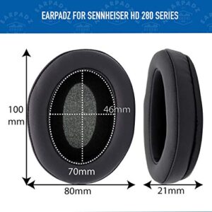 Earpadz Replacement for Sennheiser HD280Pro Ear Pads, Protein Leather Headphone Cushions (Midnight, Black, 1 Pair)