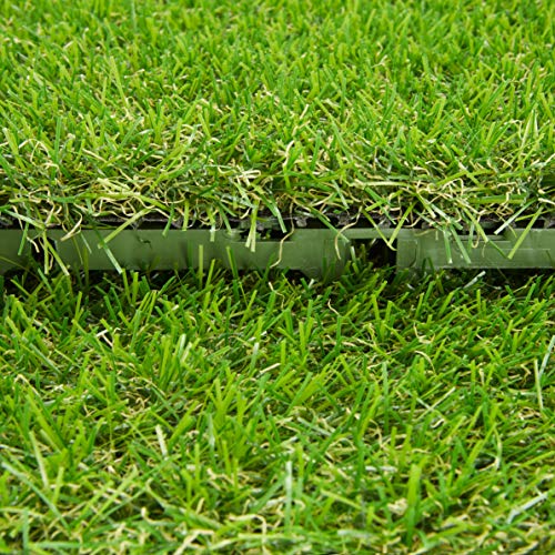Waterproof Outdoor Turf Grass for Pets Indoor/Outdoor 1x1 Artificial Grass Tile Set for Backyard, Patio, Garage, 1' x 1', Green
