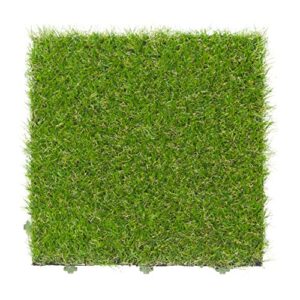 Waterproof Outdoor Turf Grass for Pets Indoor/Outdoor 1x1 Artificial Grass Tile Set for Backyard, Patio, Garage, 1' x 1', Green