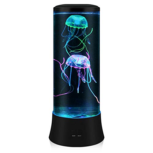 EDIER LED Fantasy Jellyfish Lava Lamp - Round Real Jellyfish Aquarium Lamp - 7 Color Setting Jellyfish Tank Mood Light - Jellyfish Tank Decorations for Home Office Decor Great Gifts for Kids