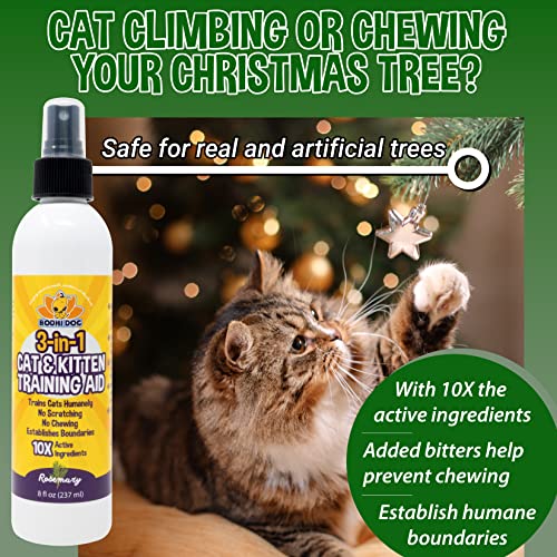 3-in-1 Cat & Kitten Training Aid with Bitter | Cat Training Spray for Indoor and Outdoor Use | Anti Scratch Furniture Protector | Establish Boundaries & Keep Cat Off | Made in The USA (8oz)