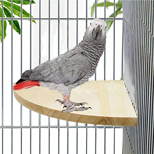 Litewoo Bird Parrot Corner Perch Flat Platform Stand, Easy to Install, Safe and Stable, Smooth Polishing Without Hurting Feet, Solid Hardwood Bird Cage Perches（XL）