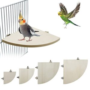 Litewoo Bird Parrot Corner Perch Flat Platform Stand, Easy to Install, Safe and Stable, Smooth Polishing Without Hurting Feet, Solid Hardwood Bird Cage Perches（XL）