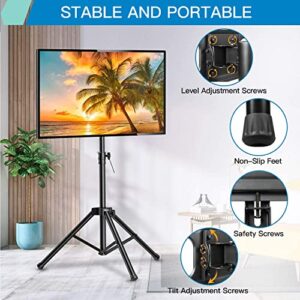 PERLESMITH Tripod TV Stand -Portable TV Stand for 37-80 Inch LED LCD OLED Flat Screen TVs-Height Adjustable Display Floor TV Stand with VESA 600x400mm, Holds up to 110lbs PSTM2