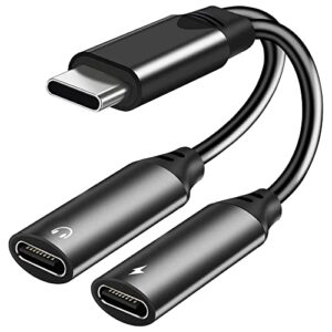 usb c splitter, dual usb c headphone and charger adapter support hifi music call 60w charge for galaxy s23 s22 s21 ultra s20ultra note 20 10 ultra, pixel 7 6 pro 5 4xl 3 2 xl , ipad/macbook pro/air