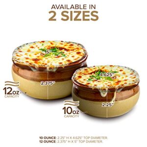 Stock Your Home French Onion Soup Crocks (6 Count) - 12 Ounce Oven Safe French Onion Soup Bowls - Two-Toned Brown & Ivory Ceramic Porcelain Soup Bowls