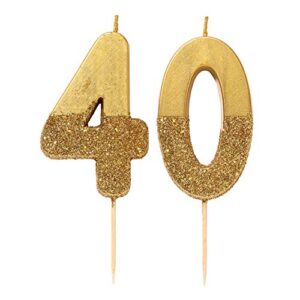 talking tables 40th birthday number cake candle topper gold dipped in glitter