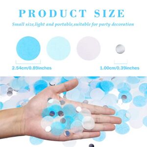 VCOSTORE Tissue Paper Confetti Circles - Round Paper Confetti Dots,Large Table Confetti for Birthday Wedding Party Decoration and Gift Box decoration, 5000 pieces - Blue White & Sliver Confetti