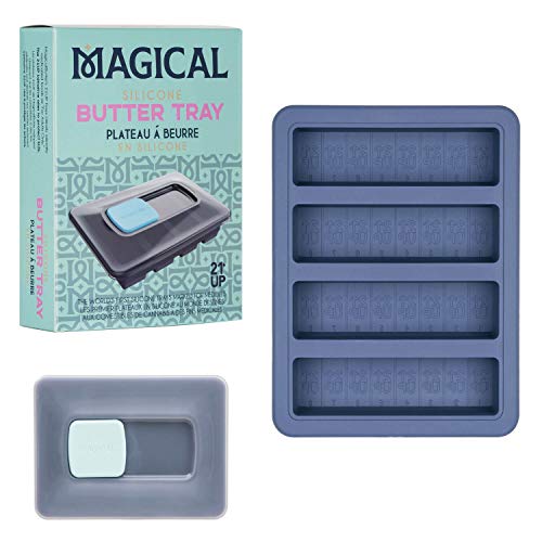 Magical Butter 21UP Silicone Non-Stick Butter Tray -Effortless Butter Making with Precise 8 Tbsp Sticks. Food-Grade, Non-Stick Rectangle Container for Brownies, Homemade Butter, Herbed, Garlic Butter