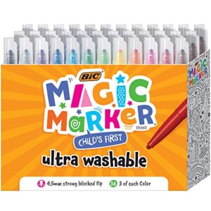 bic magic marker, flexible brush tip (4.5 mm), assorted colors, kids coloring, 36-count