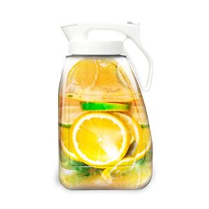 pratico kitchen snappour water, juice, and beverage pitcher, made in japan, 3.2 qt, 102 oz, white