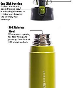 Blushers 650ml (22oz) Double Wall Vacuum Insulated 304 Stainless Steel To Go Travel Mug, One Touch Lock Lid Thermos Water Bottle (Green - 3 Piece Set)