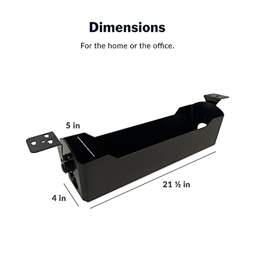 Vari Cable Management Tray - Under Desk Wire Management & Organization - Ideal for Home or Office Sit Stand Desks - Fits Electric Standing Desk 48x30, 60x30, 60x24, 72x30 - Easy Assembly (Black)