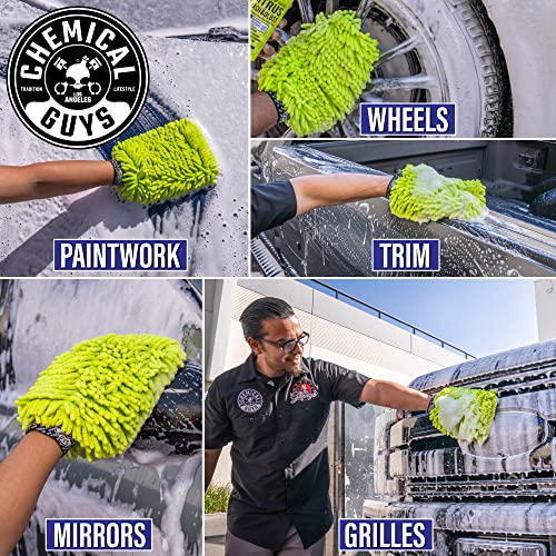 Chemical Guys MIC493 Chenille Premium Scratch-Free Microfiber Wash Mitt, Lime Green, 9.6" x 2.3" x 7"