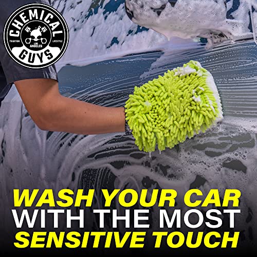 Chemical Guys MIC493 Chenille Premium Scratch-Free Microfiber Wash Mitt, Lime Green, 9.6" x 2.3" x 7"