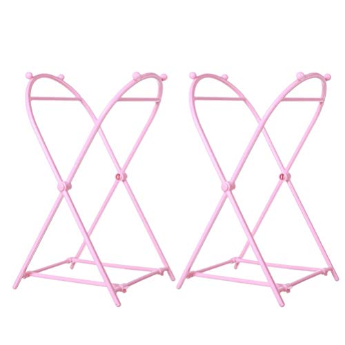 Hemoton 2pcs Trash Bag Holder Rack Foldable Garbage Bag Bracket Stand Rubbish Bag Support Rack Dishcloth Organizer Rack for Bathroom Kitchen (Pink)