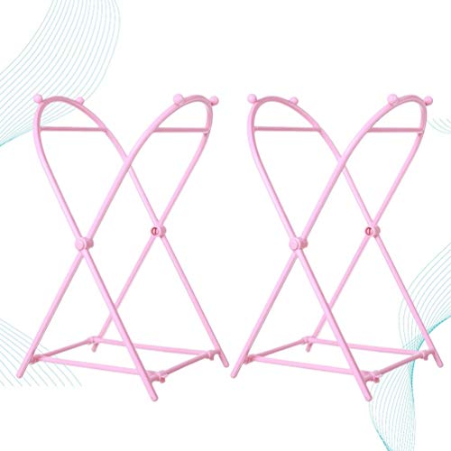 Hemoton 2pcs Trash Bag Holder Rack Foldable Garbage Bag Bracket Stand Rubbish Bag Support Rack Dishcloth Organizer Rack for Bathroom Kitchen (Pink)