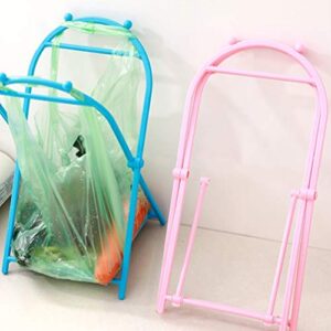 Hemoton 2pcs Trash Bag Holder Rack Foldable Garbage Bag Bracket Stand Rubbish Bag Support Rack Dishcloth Organizer Rack for Bathroom Kitchen (Pink)