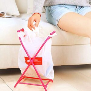 Hemoton 2pcs Trash Bag Holder Rack Foldable Garbage Bag Bracket Stand Rubbish Bag Support Rack Dishcloth Organizer Rack for Bathroom Kitchen (Pink)