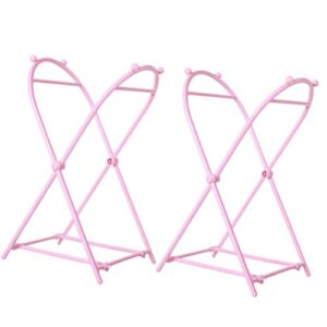 Hemoton 2pcs Trash Bag Holder Rack Foldable Garbage Bag Bracket Stand Rubbish Bag Support Rack Dishcloth Organizer Rack for Bathroom Kitchen (Pink)