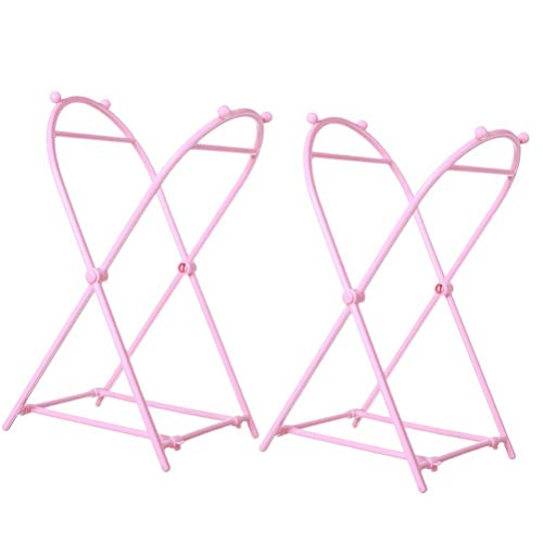 Hemoton 2pcs Trash Bag Holder Rack Foldable Garbage Bag Bracket Stand Rubbish Bag Support Rack Dishcloth Organizer Rack for Bathroom Kitchen (Pink)