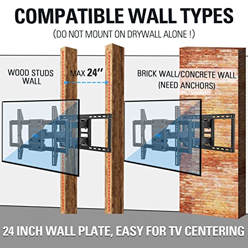 Mounting Dream TV Wall Mount TV Bracket for Most 42-90 Inch TV, UL Listed Full Motion TV Mount with Articulating Arms, Max VESA 800x400mm 132 lbs. Loading, Fits 16", 18", 24" Studs MD2298-XL