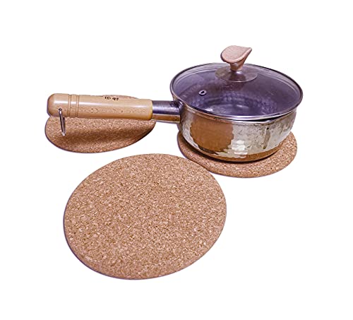 Aligeneral 8-Pack Cork Trivet Set, Cork Coasters- Round Corkboard Placemats Kitchen Hot Pads for Hot Pots, Pans, and Kettles, 7 x 7 x 0.4 Inches