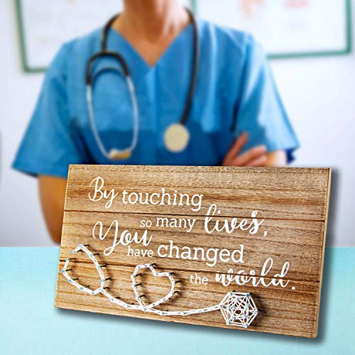 VILIGHT Nurse Doctor Gifts for Women Men - Thank You and Retirement Nurse Gift Sign - By Touching So Many Lives You Have Changed The World - Handmade 3D String Art 12x6.6 Inches