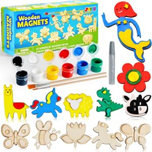 JOYIN Wooden Magnets, Spring Arts & Crafts for Boys and Girls Ages 4+, Childrens Painting Craft Activities Kit, Craft Toys Gifts for 4, 5, 6, 7, 8, 9, 10, 11 & 12 Year Old Kids