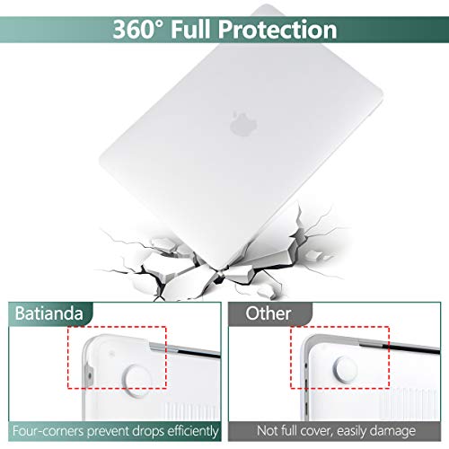 Batianda Laptop Case for MacBook Pro 13 A2338 M1/M2 A2289 A2251 Model 2020 2022 Release, PC Hard Shell Case with Keyboard Cover & Screen Protector for Newest Mac Pro 13-inch Touch Bar, Matte Clear