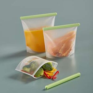 Lekue Reusable Silicone Bags for Airtight Food Storage and Sous Vide Cooking, Set of 3, Frost