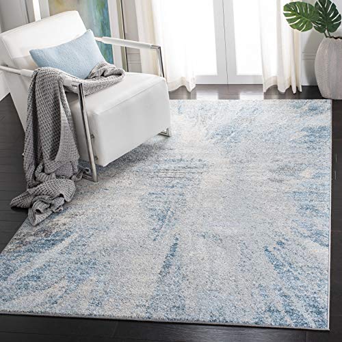 SAFAVIEH Tulum Collection 3' Square Grey/Blue TUL228F Modern Abstract Non-Shedding Living Room Bedroom Accent Rug