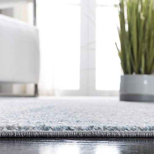 SAFAVIEH Tulum Collection 3' Square Grey/Blue TUL228F Modern Abstract Non-Shedding Living Room Bedroom Accent Rug