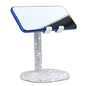 carchile bling rhinestone crystal phone stand, adjustable cell phone stand, phone holder for desk, desktop holder, cradle compatible with iphone x plus 11 pro max samsung smartphones sl (white)